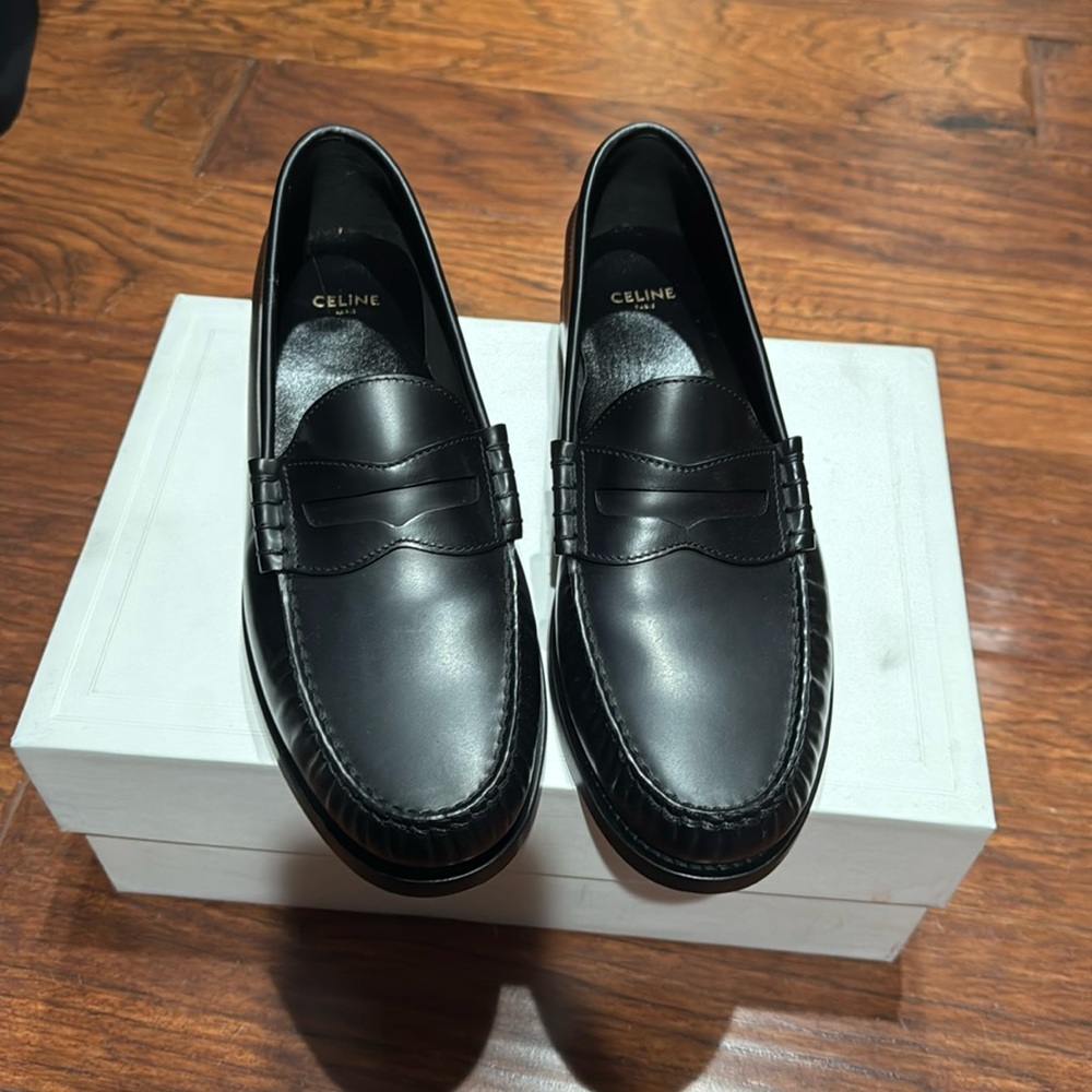 Celine leather black loafers